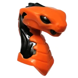 Minifig Head Special, Snake with Pearl Titanium Flames, Eyes Pattern / Orange