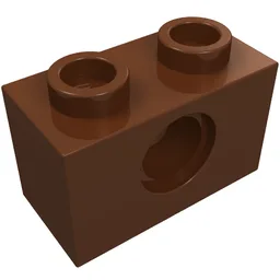 Technic Brick 1 x 2 [1 Pin Hole] / Reddish Brown