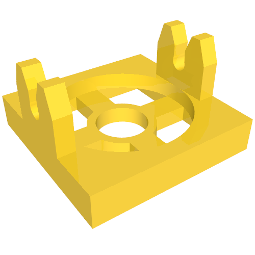 Lego Magnet Holder Tile 2 x 2 - Tall Arms with Deep Notch / Yellow