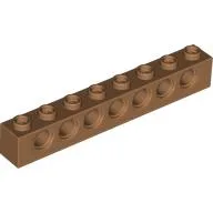 Technic Brick 1 x 8 [7 Pin Holes] / Medium Nougat