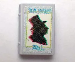 Minifigure, Utensil Book 2 x 3 with Poet's Silhouette Pattern (Stickers) - Set 3290 / Light Violet