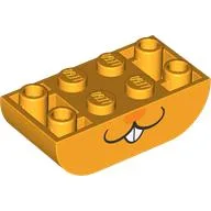 Brick Curved Inverted 2 x 4 Double, Rabbit Face, Dark Orange Nose Print / Bright Light Orange