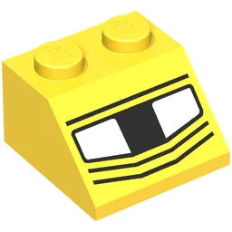 Brick Sloped 45° 2 x 2 with Headlights Print / Yellow