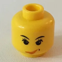 Minifig Head Sky Lane, Pink Lips Smirk, Furrowed Eyes Print / Yellow
