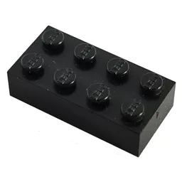 Modulex Brick 2 x 4 with LEGO on Studs / Modulex Black