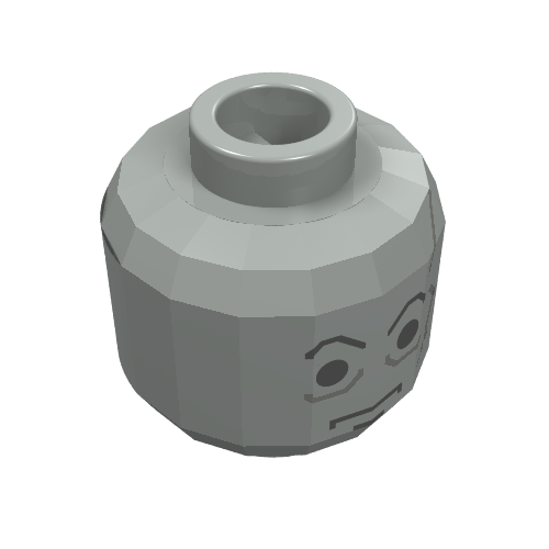Lego Minifig Head Darth Vader, Scars Gray Left, Eyebrows Print / Light Gray