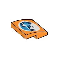 Brick Curved 2 x 2 x 2/3 with Dark Blue, Dark Azure & White Arctic Logo Print / Orange
