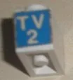 Brick 1 x 2 with White 'TV 2' on Blue Pattern both ends (Stickers) - Set 664-1