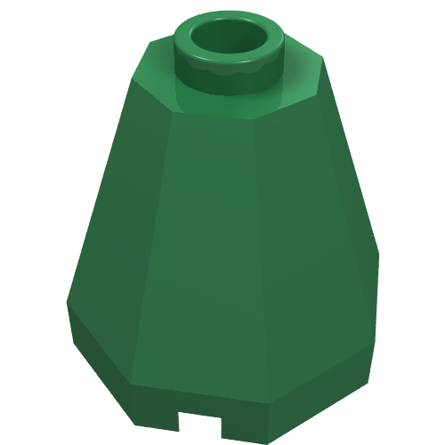 Lego Cone 2 x 2 x 1 2/3 Octagonal, Open Stud / Green