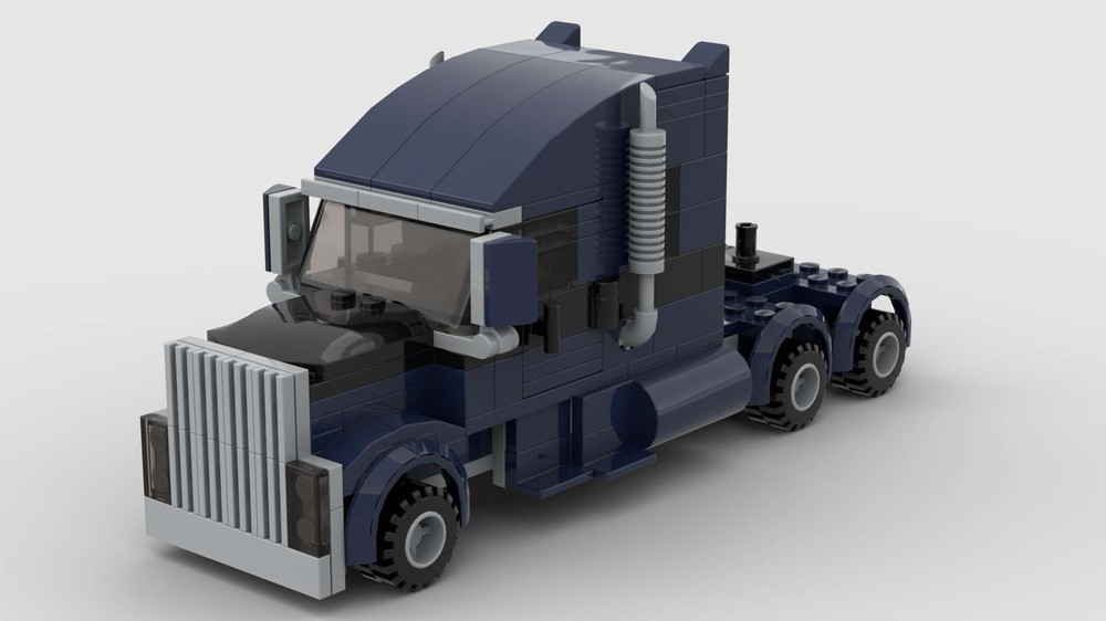 Lego Dark Blue striped american truck with high roof