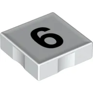 Duplo Tile 2 x 2 with Number '6' Print / White