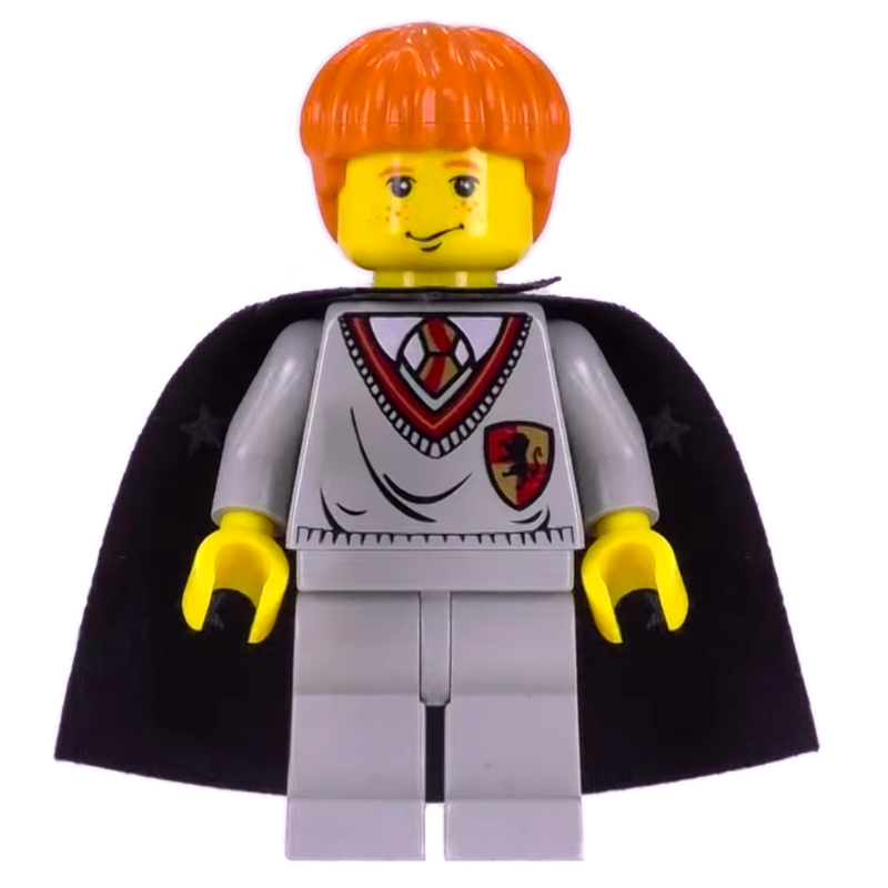 Lego Ron Weasley, Yellow Skin, Gryffindor Sweater with Crest, Cape with Stars