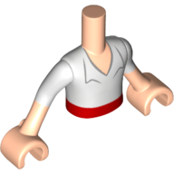 Lego Minidoll Torso Boy with Light Nougat Arms and Hands with White Shirt and Red Sash Print / Light Nougat