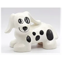 Duplo Animal Dog with Black Spots Print (Spot) / White
