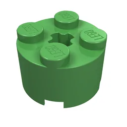 Brick Round 2 x 2 with Axle Hole / Bright Green