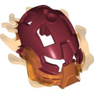 Lego Large Figure Mask Raanu with Marbled Trans-Orange Pattern / Dark Red