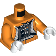 Lego Torso Rebel Pilot Flight Suit Print, Orange Arms, White Hands / Orange