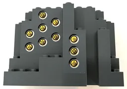 Rock Panel 4 x 10 x 6 Rectangular (BURP) with 10 Yellow Circles with Bionicle Code Pattern (Stickers) - Set 8769