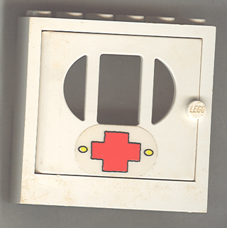 Lego Fabuland Door Frame 2 x 6 x 5 with White Door with Red Cross Pattern (Sticker) - Sets 137-1 / 347-3