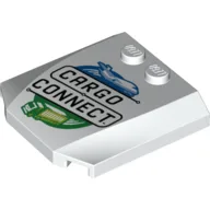 Brick Wedged, Curved Triple 4 x 4 x 2/3, 2 Studs with 'CARGO CONNECT' Print / White
