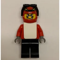 Snowboarder, Red, Black Legs, White Vest