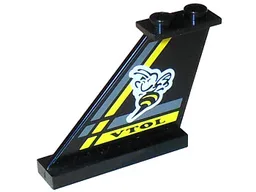 Tail 4 x 1 x 3 with Bee, Black 'VTOL', and Dark Gray and Yellow Stripes Pattern on Both Sides (Stickers) - Set 8222