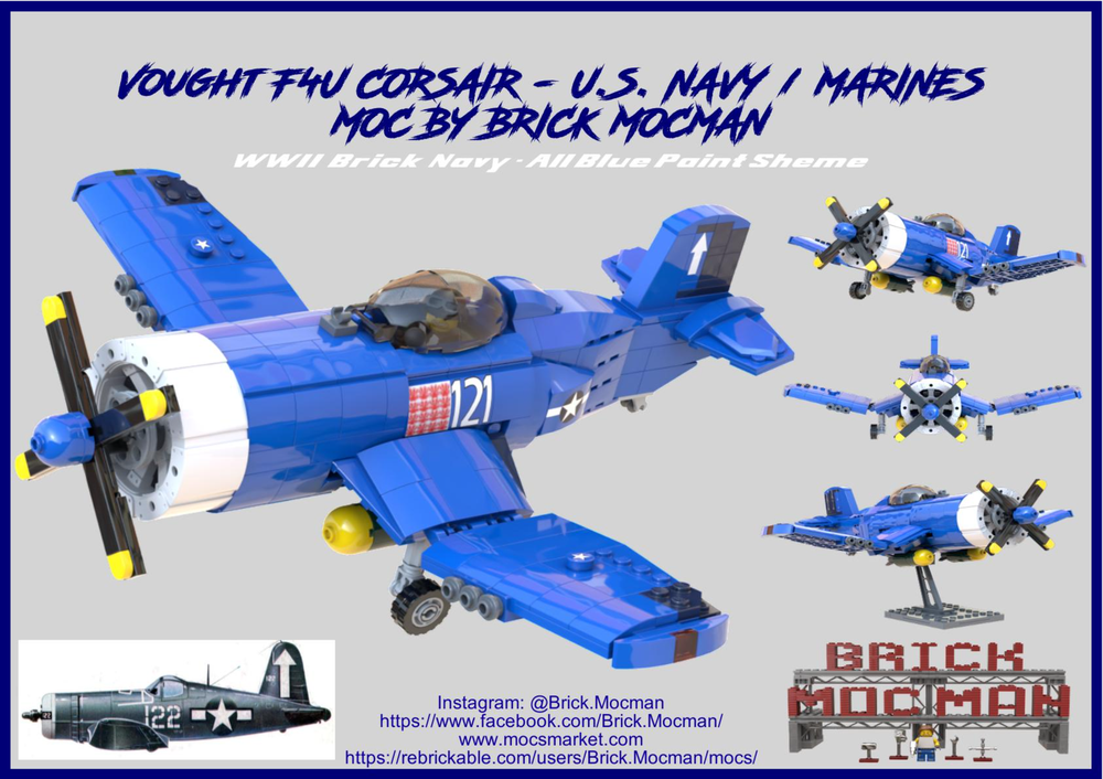 Lego Vought F4U Corsair - All Blue - U.S. Navy/Marines (V2.0)