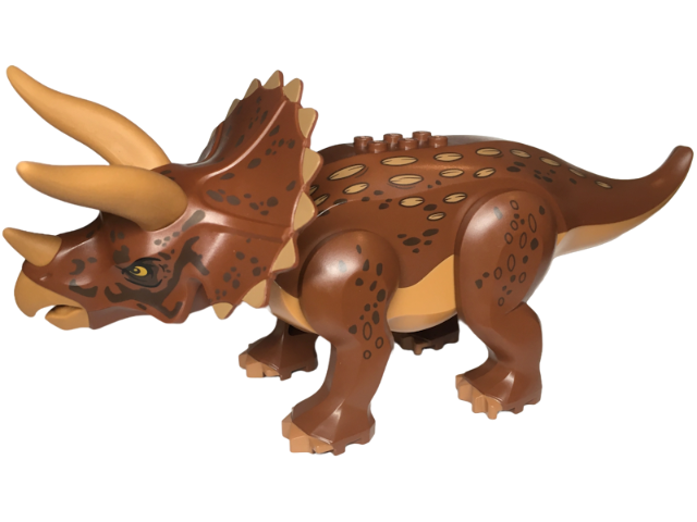 Lego Dinosaur Triceratops with Reddish Brown Back and Medium Nougat and Dark Brown Markings