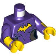 Lego Torso Jumpsuit with Silver Side Trim, Yellow Batgirl Logo Print, Dark Purple Arms with Yellow Cuffs Print, Yellow Hands / Dark Purple