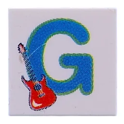 Tile 2 x 2 with Blue 'G', Guitar Print / White