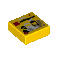 Lego Tile 1 x 1 with LEGO Collectible Minifigures Series 1 Package print / Yellow
