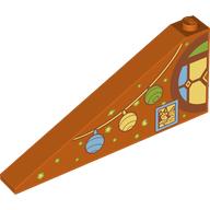 Lego Brick Sloped 25° 1 x 8 x 3 with Stars, Garland, Bunny and Half Stained Glass Round Window print