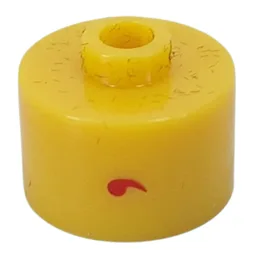 Pen Bead, Round Long, Flat Edge with Red ''' Print / Yellow