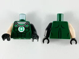 Torso Muscles Outline, Green Lantern Logo, Silver Chain Pattern / Black Arm Left with Silver Cuff Pattern / Light Nougat Arm Right / Black Hands