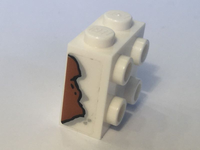 Lego Brick, Modified 1 x 2 x 1 2/3 with Studs on Side with Rust Pattern Model Right Side (Sticker) - Set 10274