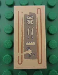Tile 2 x 4 with Hieroglyphs, Scarab Beetle on Top Pattern (Sticker) - Set 7326