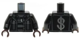 Torso Jacket with Zippers, Dollar Sign on Back, Claw Necklace and Belts Pattern / Black Arms / Dark Brown Hands