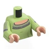 Torso, Light Nougat Chest, Silver Trim, Decorations on Arms Print, Yellowish Green Arms, Light Nougat Hands / Yellowish Green