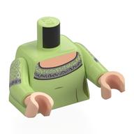 Lego Torso, Light Nougat Chest, Silver Trim, Decorations on Arms print, Yellowish Green Arms, Light Nougat Hands / Yellowish Green