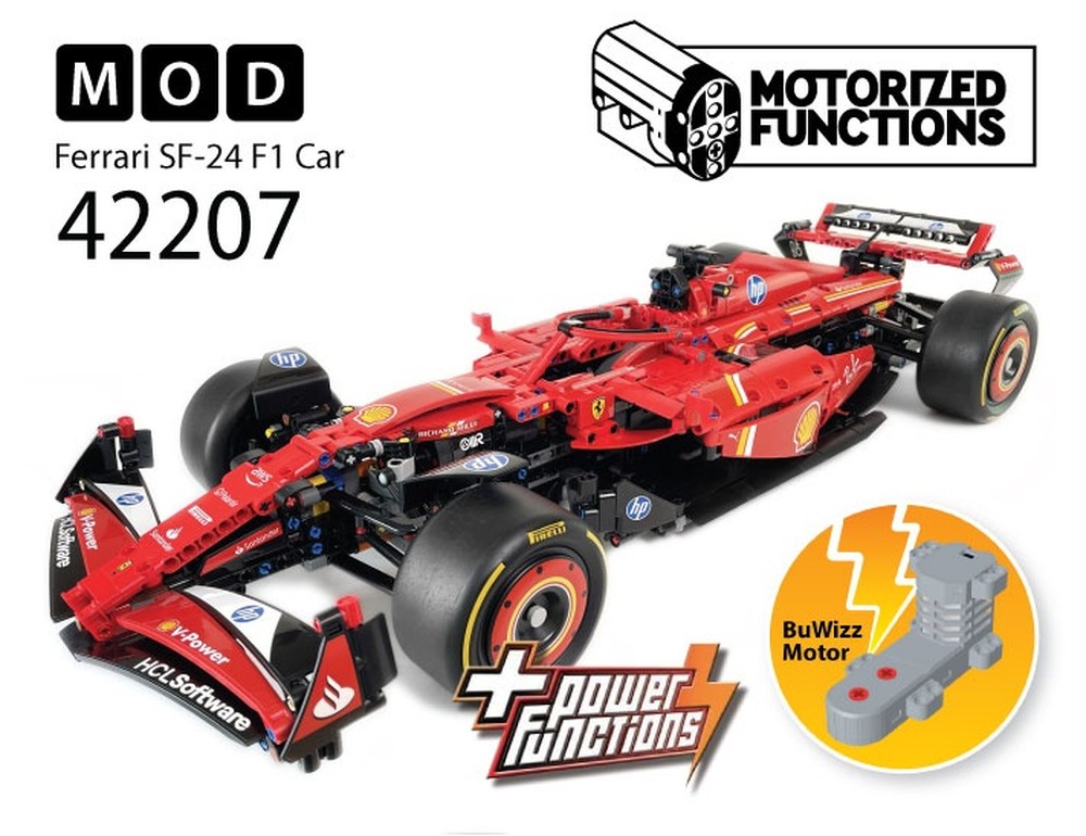 Lego 42207 페라리 SF-24 F1 Car RC MOD for Power Function & BuWizz Motors