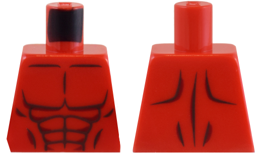 Lego Torso Bare Chest with Pearl Dark Gray and Dark Red Muscles Outline Pattern