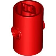 Brick Round 2 x 2 x 3 D. Tube with Axle Holes (Crossholes) at Each End, Pin Holes In Sides / Red