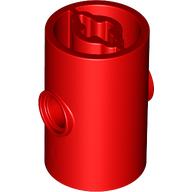 Lego Brick Round 2 x 2 x 3 D. Tube with Axle Holes (Crossholes) at Each End, Pin Holes In Sides / Red