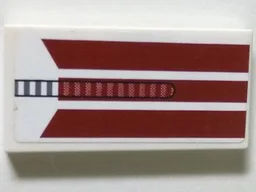 Tile 2 x 4 with Triple Dark Red Stripes Pattern (Sticker) - Set 8085