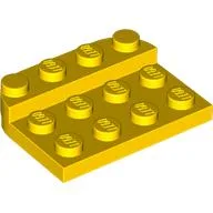 Plate Round Corners Double 3 x 4 with 1 x 4 Raised Edge Studs / Yellow