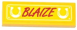 Tile 1 x 3 with 2 Horseshoes and 'BLAIZE' Pattern (Sticker) - Set 41039