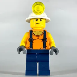 Miner, Orange Vest with Suspenders, Mining Hat, Sweat Drops