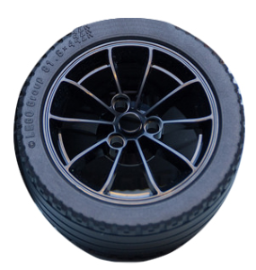 Lego Wheel 62.3mm D. x 42mm Technic Racing Large with Black Tire 81.6 x 44 ZR Technic Straight Tread (23800 / 23799)