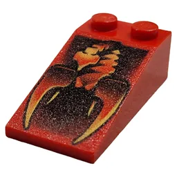 Brick Sloped 18° 4 x 2 with Scorpion Print / Red