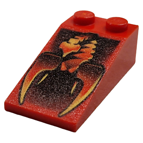Lego Brick Sloped 18° 4 x 2 with Scorpion Print / Red